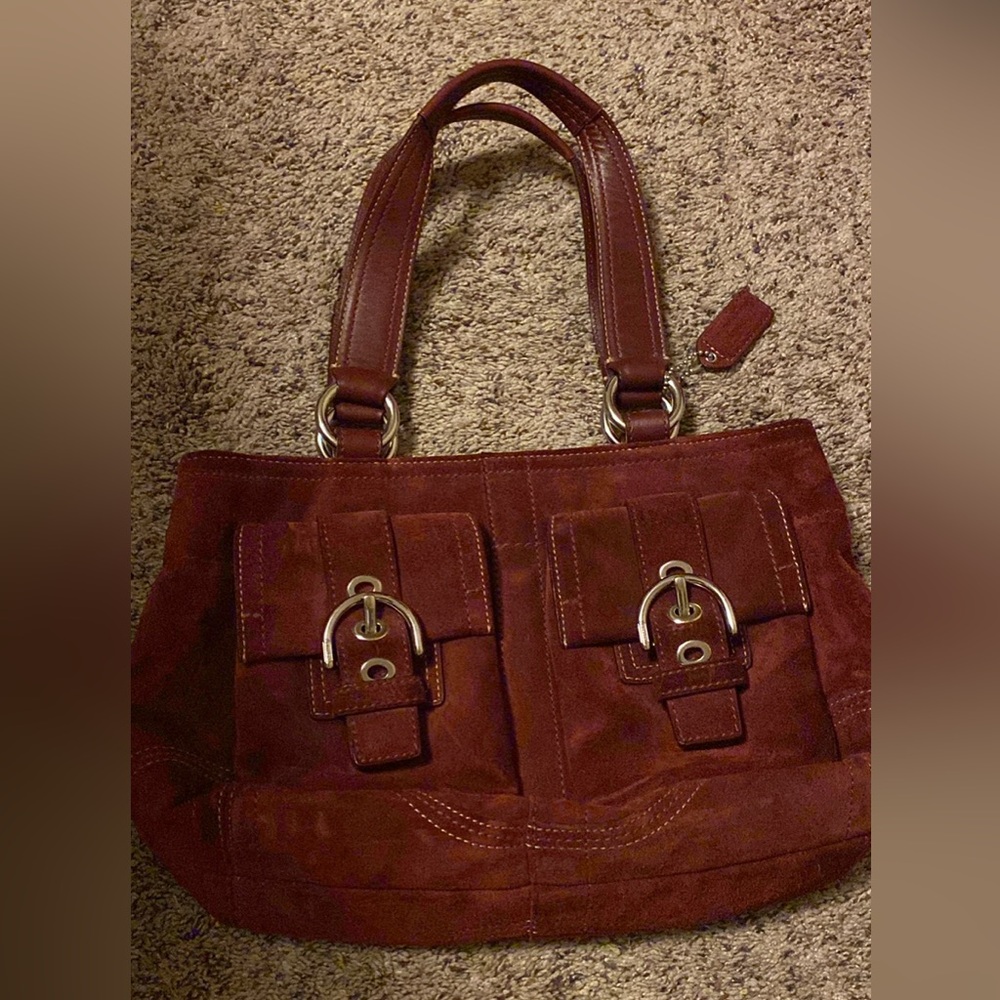 Maroon Suede Coach Purse